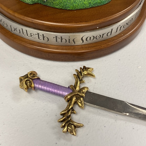 Excalibur Sword, Stone & Anvil Statue 24Kt Gold Plating by Factory X New In Box - Picture 4 of 16